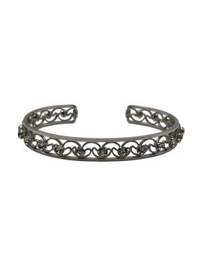 Krementz silver tone filigree rhinestone vintage cuff bracelet